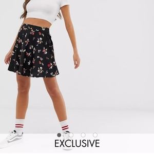 Black and Red Floral Skirt